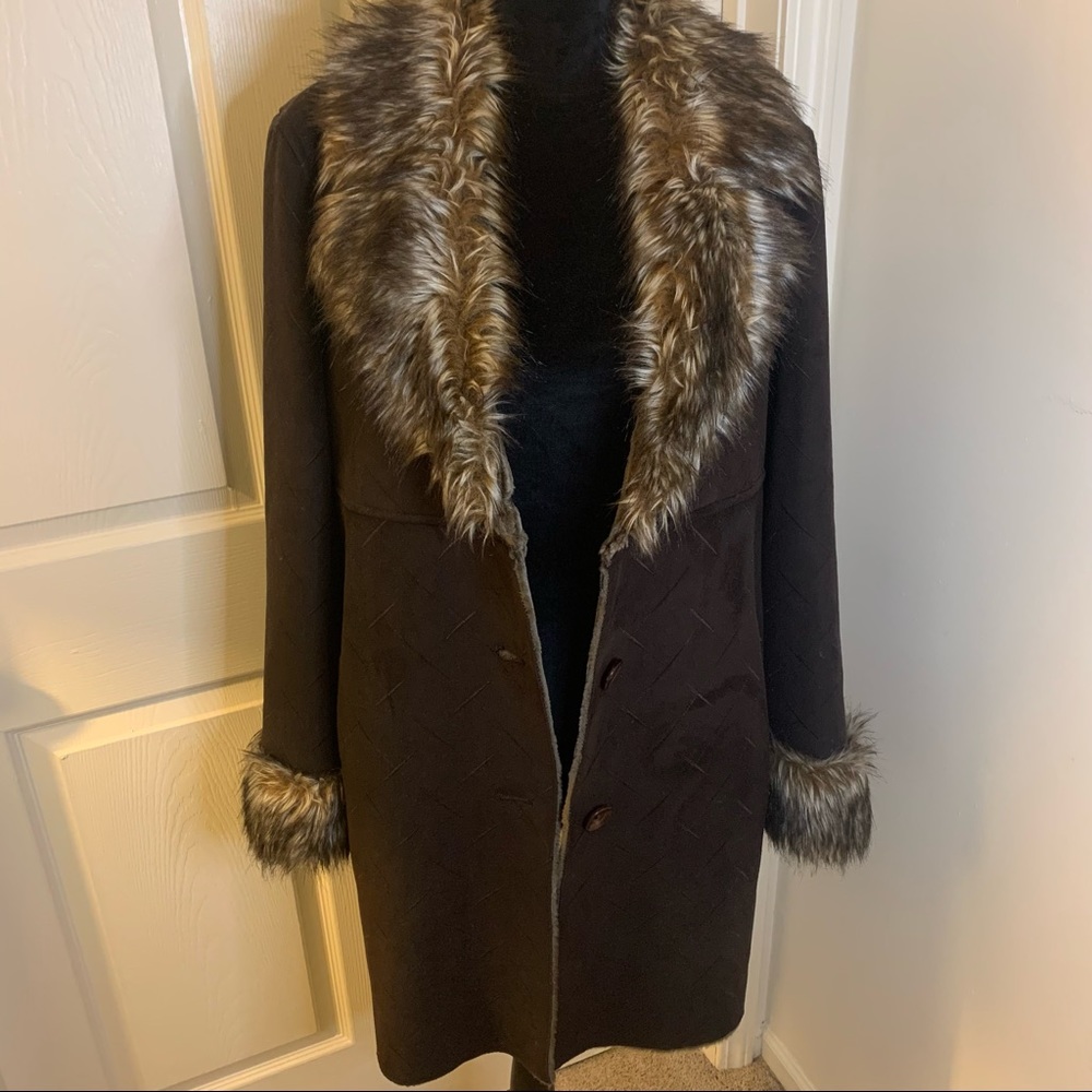 Faux Fur Winter Coat Women’s Large - Picture 1 of 5